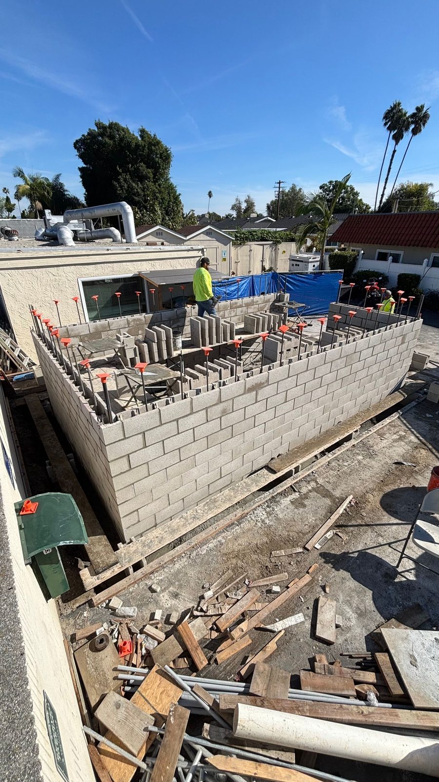 CMU generator enclosure at a healthcare facility, Anaheim